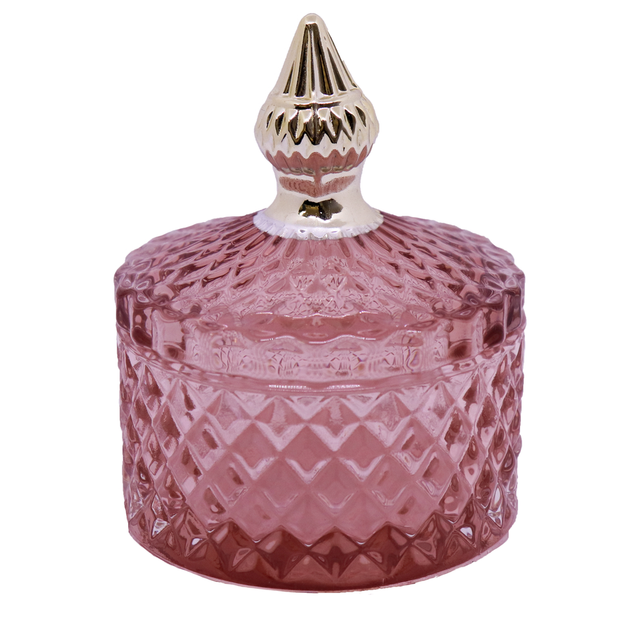 Coco-Soy Scented Candle (Glass 'Diana' Jar with Lid, Clear Pink) - Yangtze