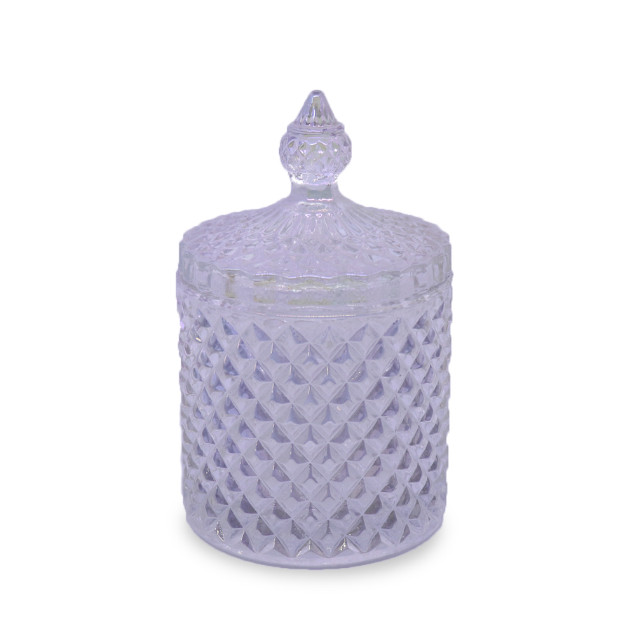 Coco-Soy Candle in Glass Carousel Jar (Diamond-Cut Pearl with Lid, Scented)